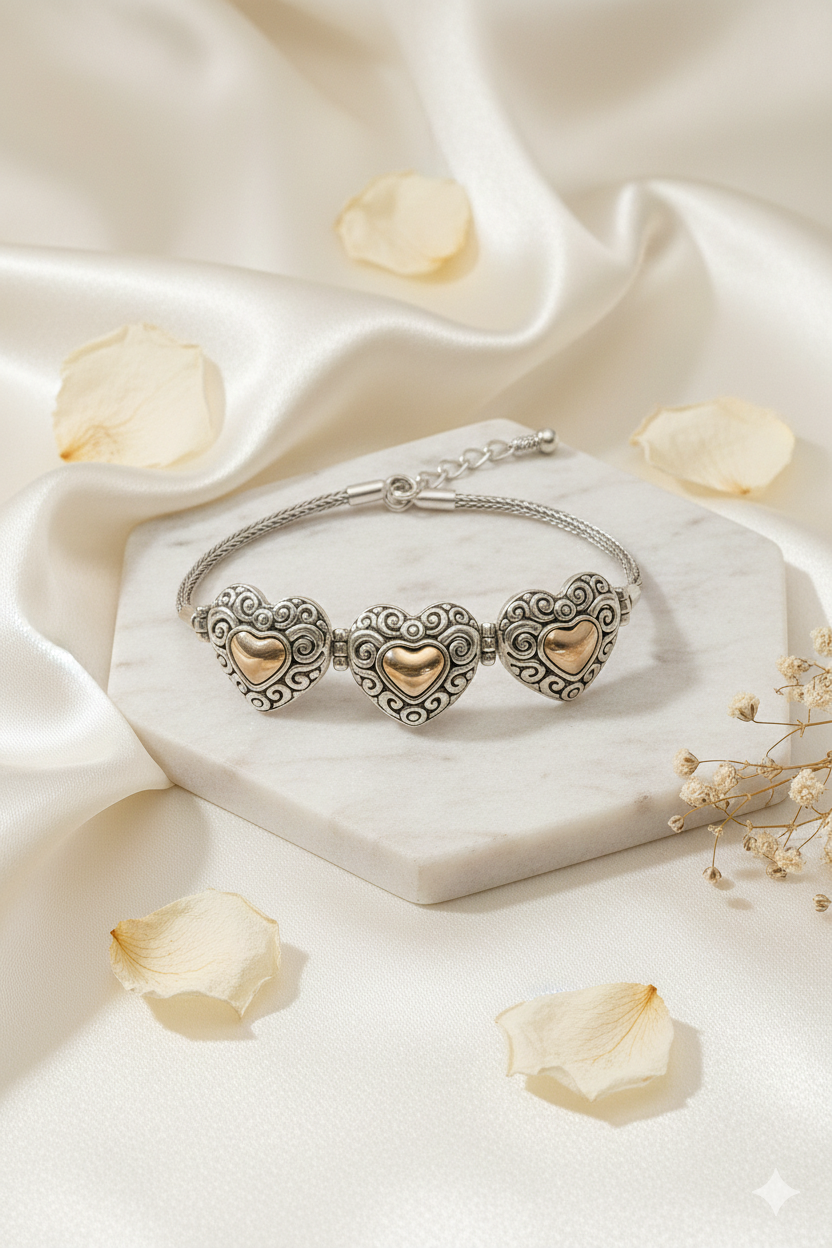 Three Hearts of Gold Bracelet - Image 4