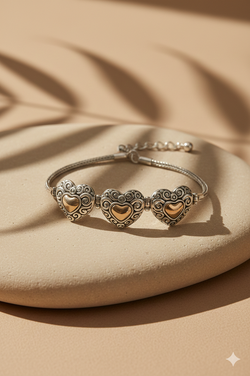 Three Hearts of Gold Bracelet - Image 2